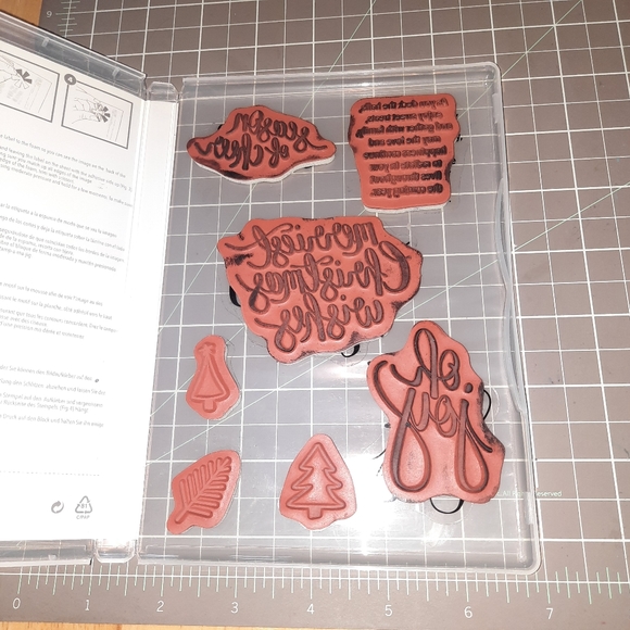 Watercolor Christmas rubber cling stamp set - Picture 2 of 2